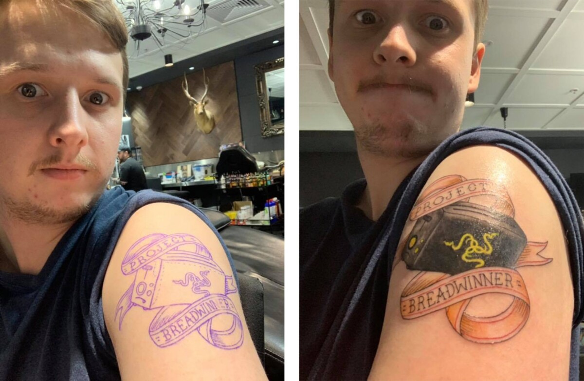 One of the 12 Razer Toaster tattoos which earned 1,000 likes each on the campaign Facebook page