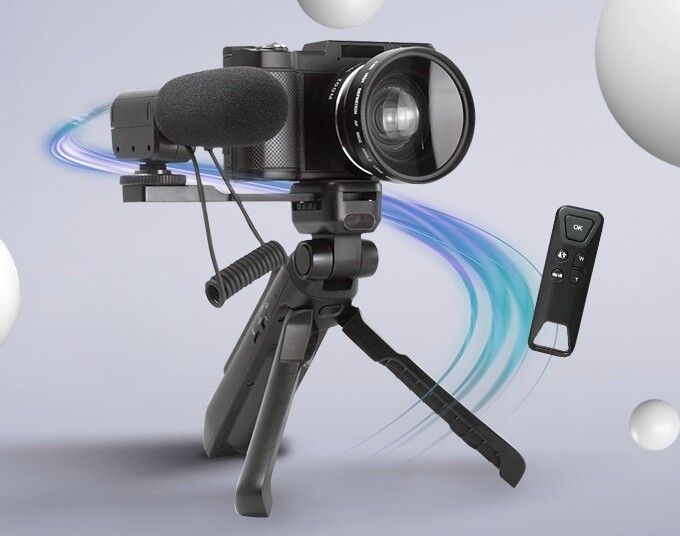 When the tripod's legs are folded in, it can be used as an adjustable-angle camera handle