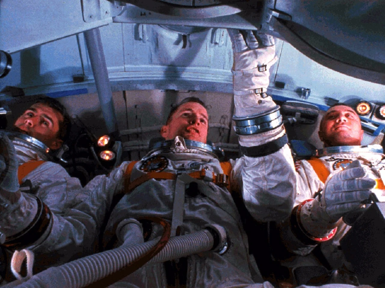 Apollo 1 crew in a simulator