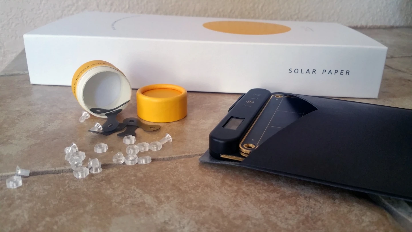 Solar Paper includes an assortment of teeny plastic nuts, bolts, and silicone ‘hinges’ to help safely hang the panels