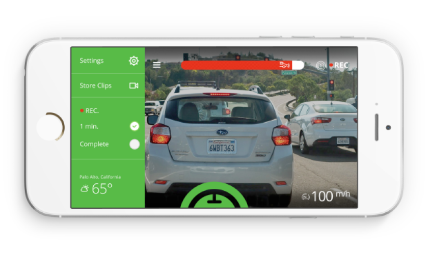 The CarVi app allows users to tap to save dash-cam vision