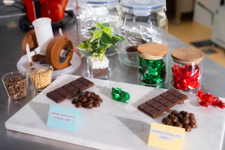 Carob candies made using the two new processes – they certainly look like chocolate