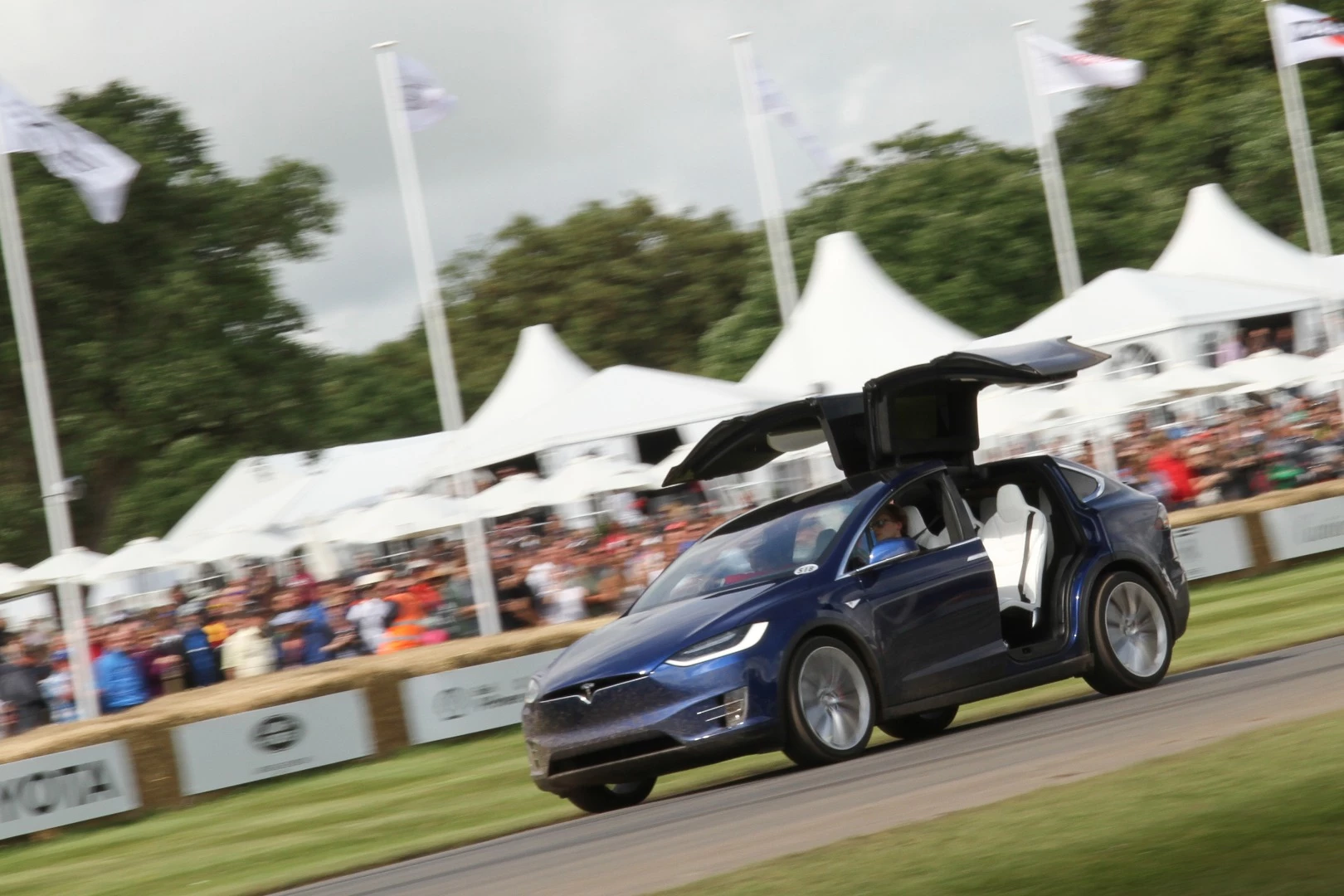 Tesla took a subtle approach to its run up the hill at Goodwood