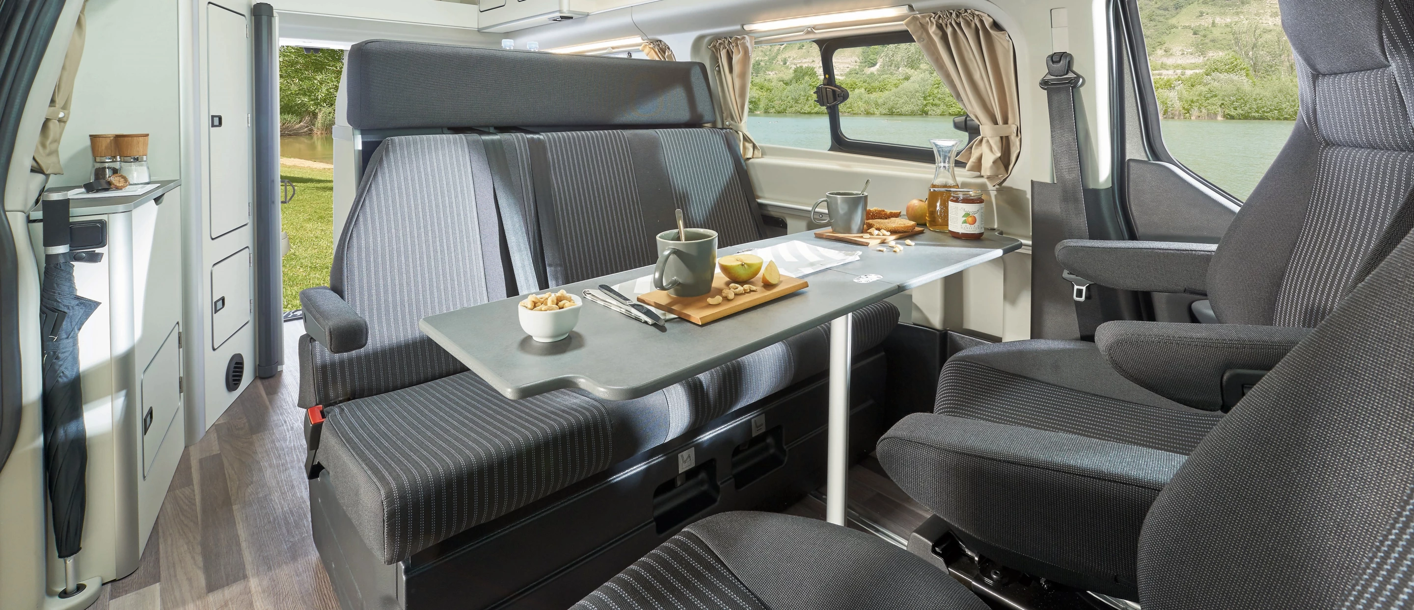 Ford says the dining area will accommodate up to five people thanks to the three-seat rear bench