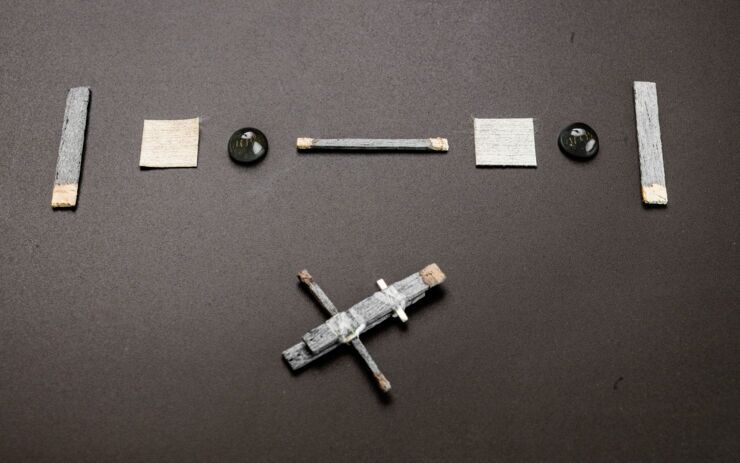The components of Linköping University's new wooden transistor
