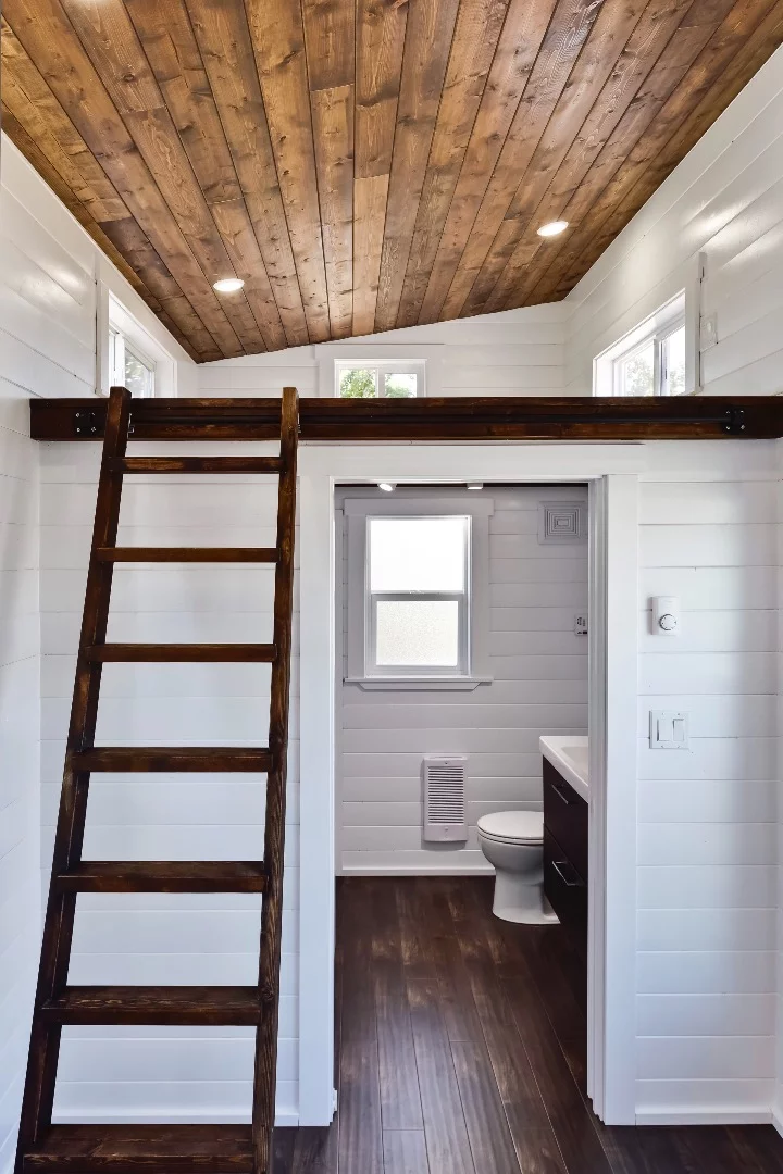 The ladder that offers access to the secondary sleeping loft