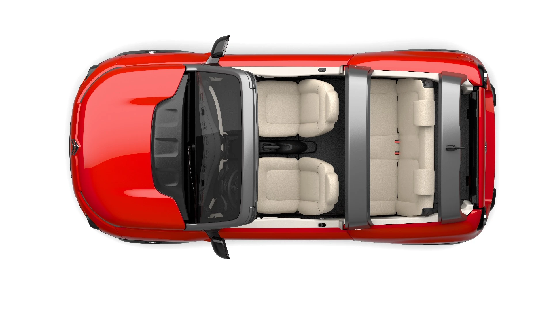 Inside, the Mehari has four seats
