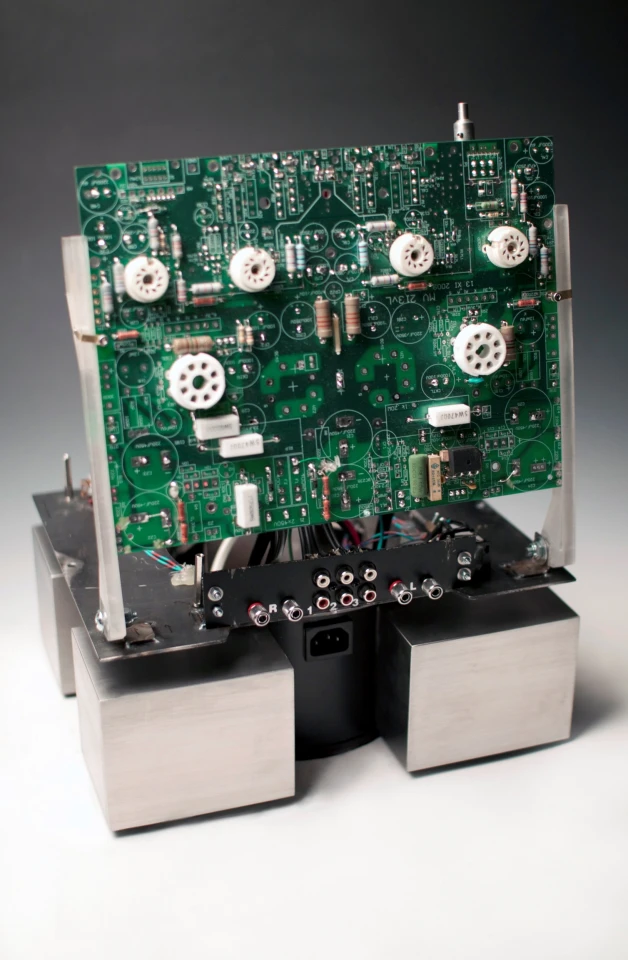 The main sound board is attached to hinges so that it can be raised for dusting the electronics