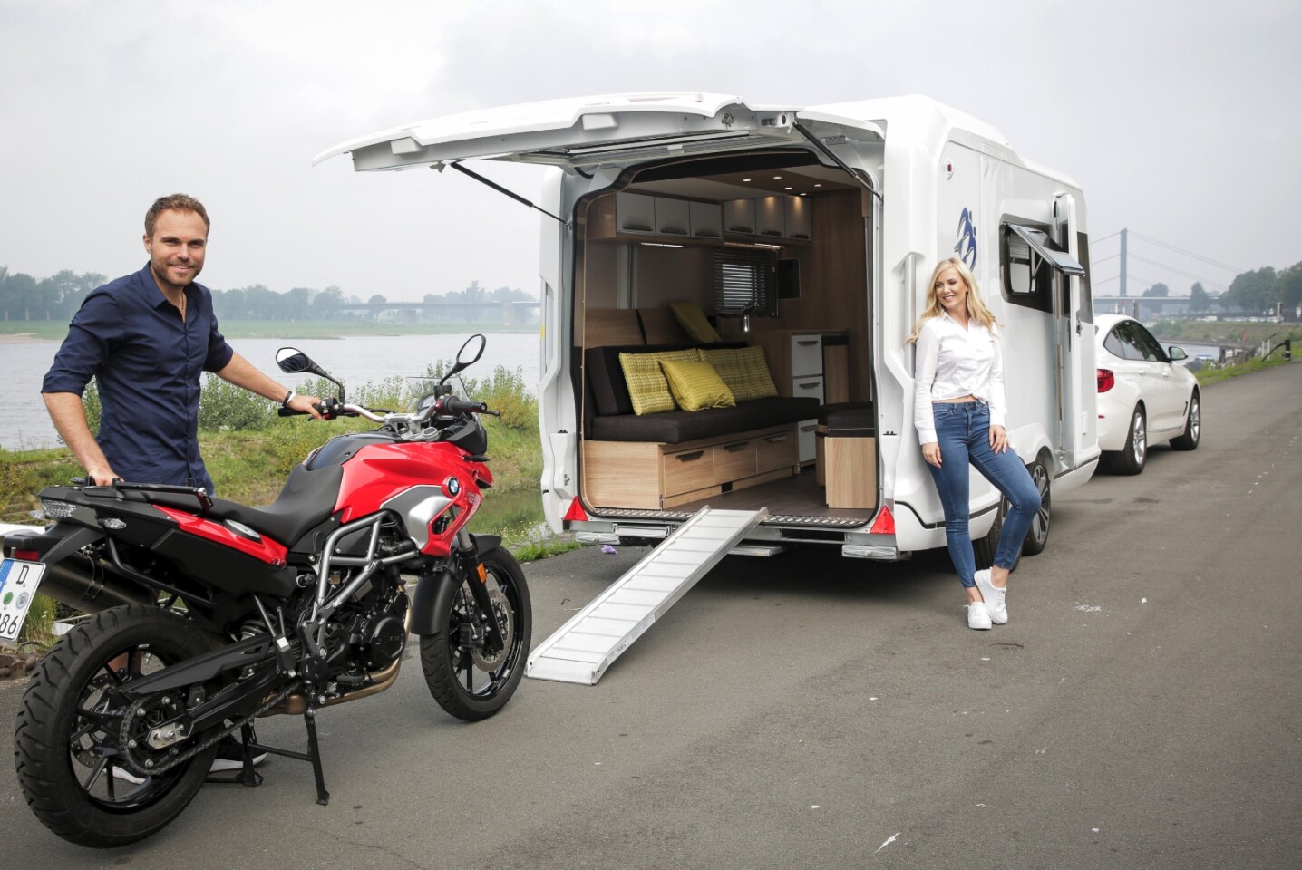 The newly redesigned Knaus Deseo 400 TR is billed as a comfy caravan that can double as a motorcycle trailer