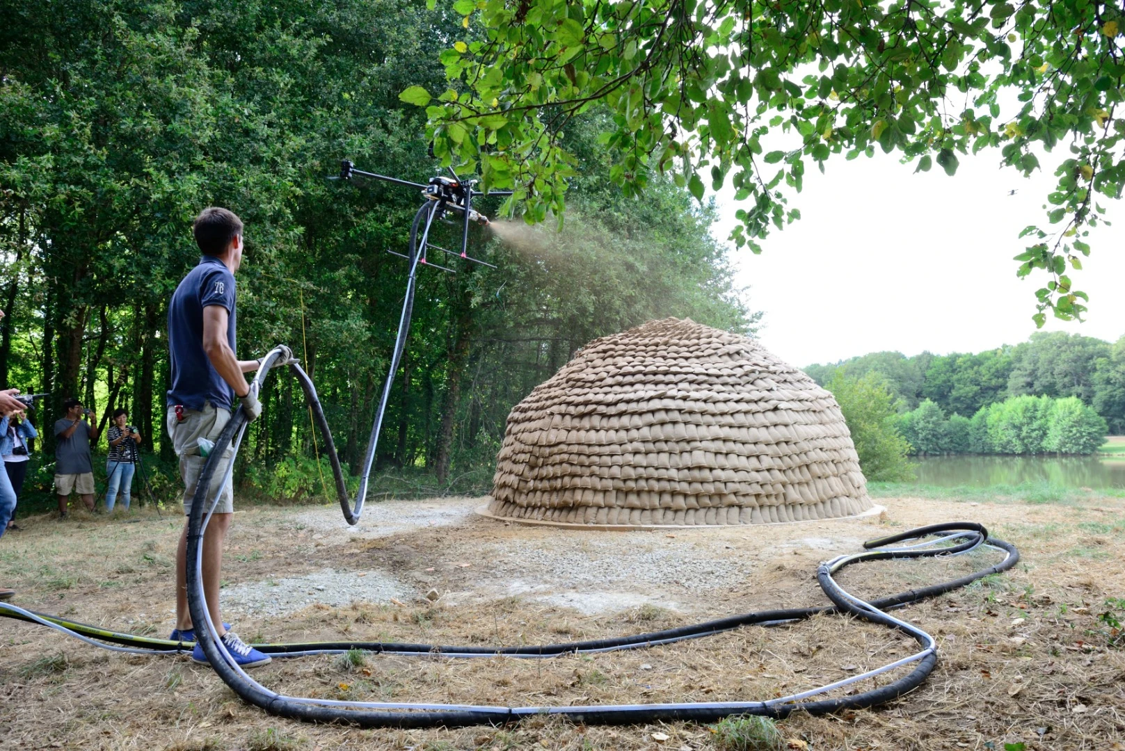 Stephanie Chaltiel recently put her research into mud-spraying drones to work at an annual summer workshop at Domaine de Boisbuchet