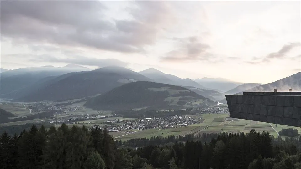 The Hubertus Hotel and pool overlooks the stunning Dolomite mountain range, a UNESCO World Heritage Site