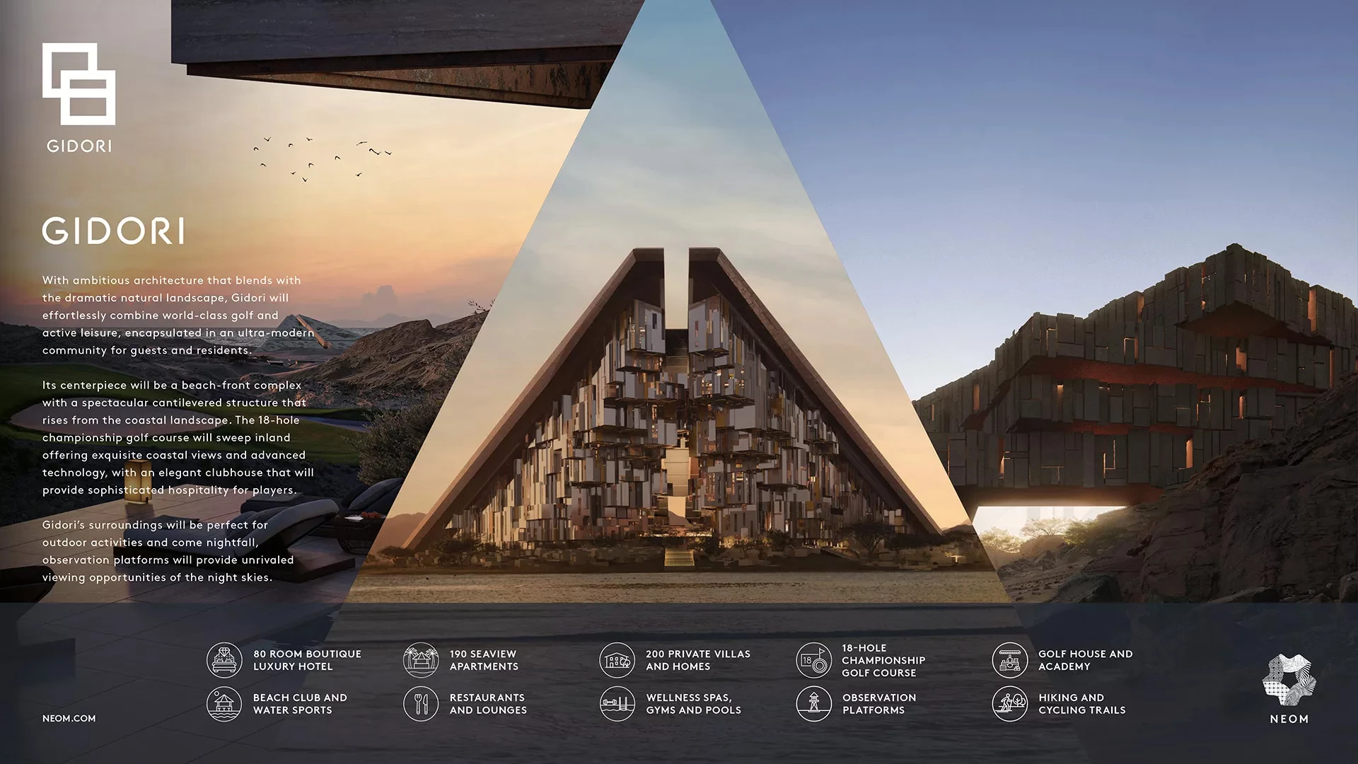 Gidori, a proposed region of Neom, with breathtaking architecture and luxury living