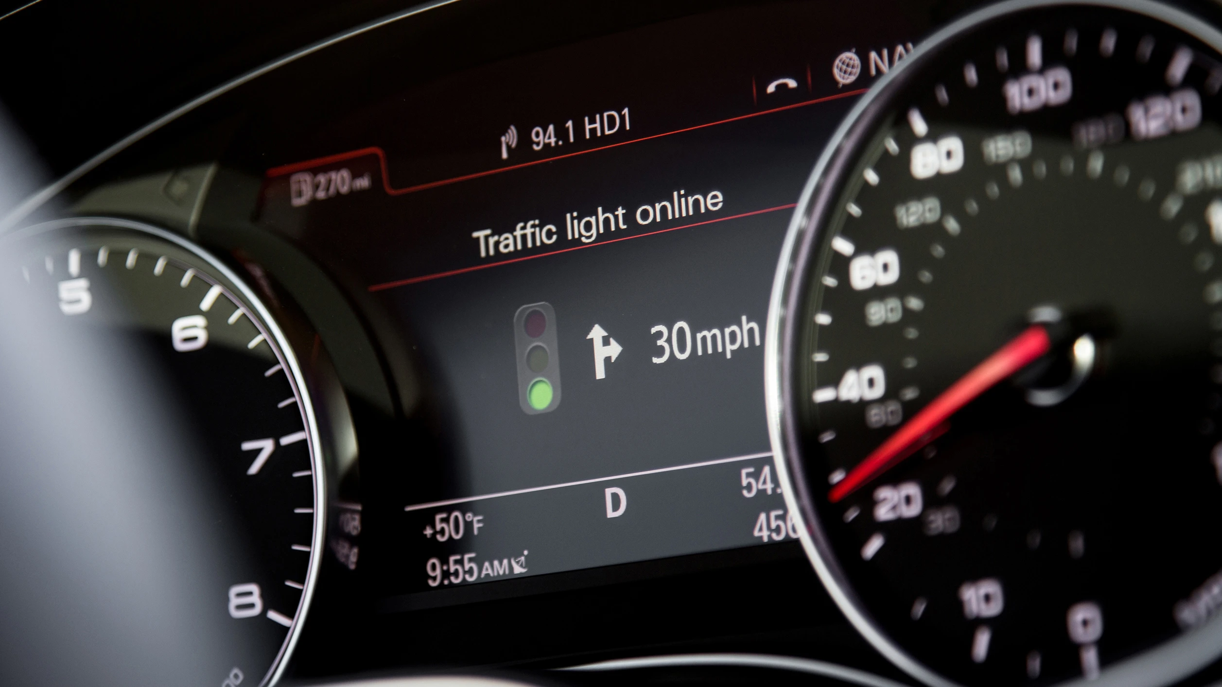 The Audi traffic light system uses icon prompts