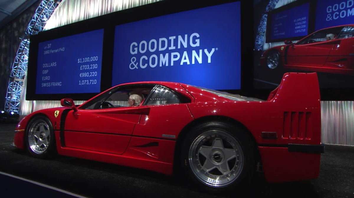 This 1992 Ferrari F40/ sold for $1,375,000
