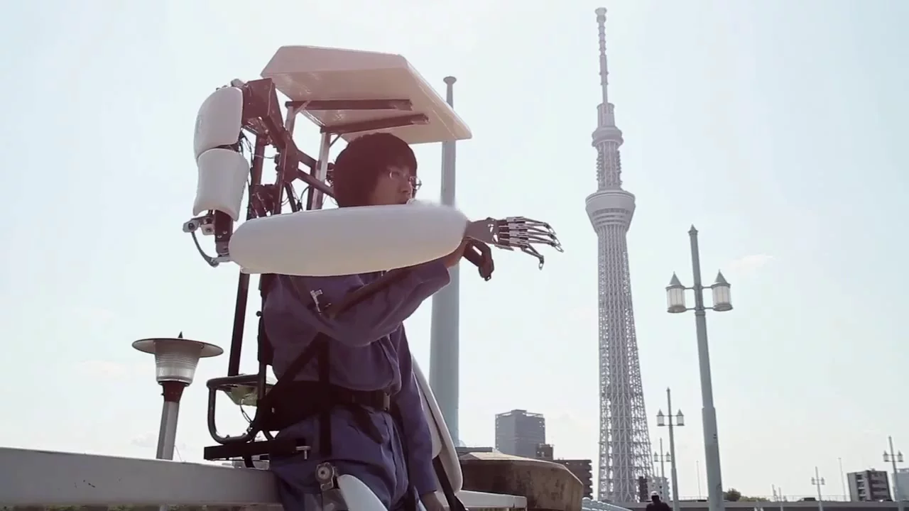 The Power Jacket MK3's carbon fiber and aluminum frame can withstand a light jog