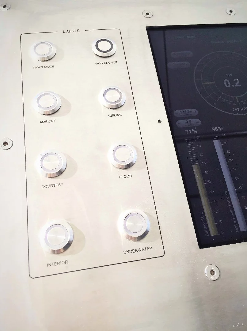A lighting control panel aboard the SoelCat 12 catamaran