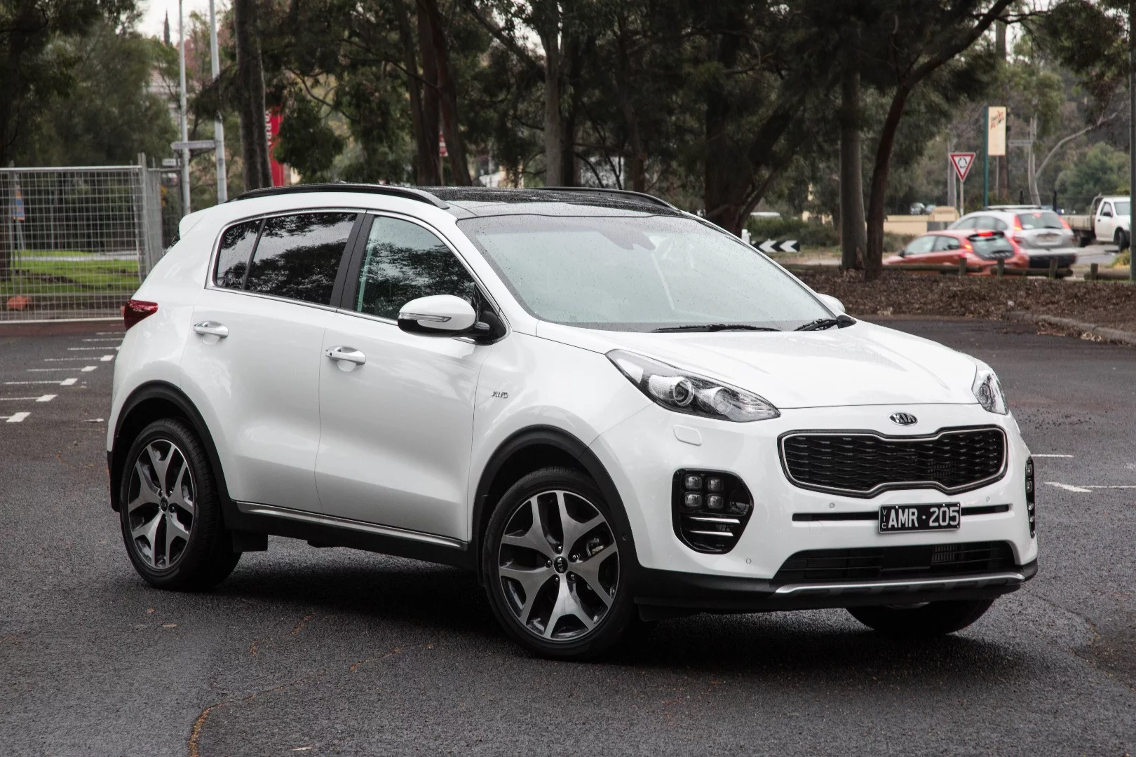 The Sportage rides on big chrome wheels