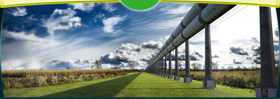 An ETT (Evacuated Tube Transport) line stretching into the distance