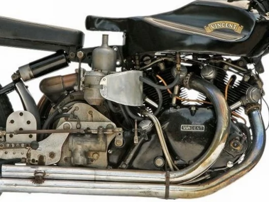 Close up of the only supercharged Vincent motor ever produced by the factory