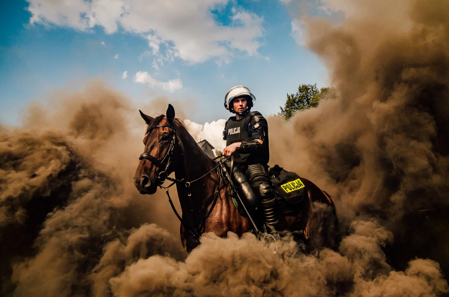 Captured during a show by special horse units of the Polish police