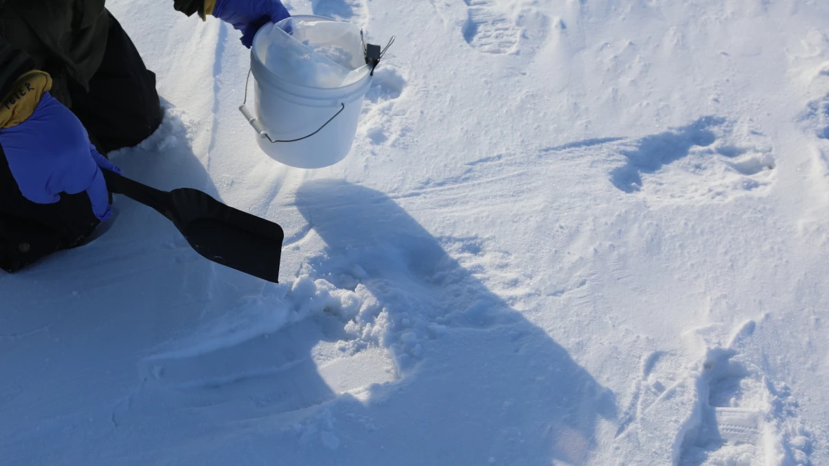 Peter Detwiler, a wildlife field technician with North Slope Borough Wildlife Department, on the shorefast sea ice north of Utqiagvik, AK