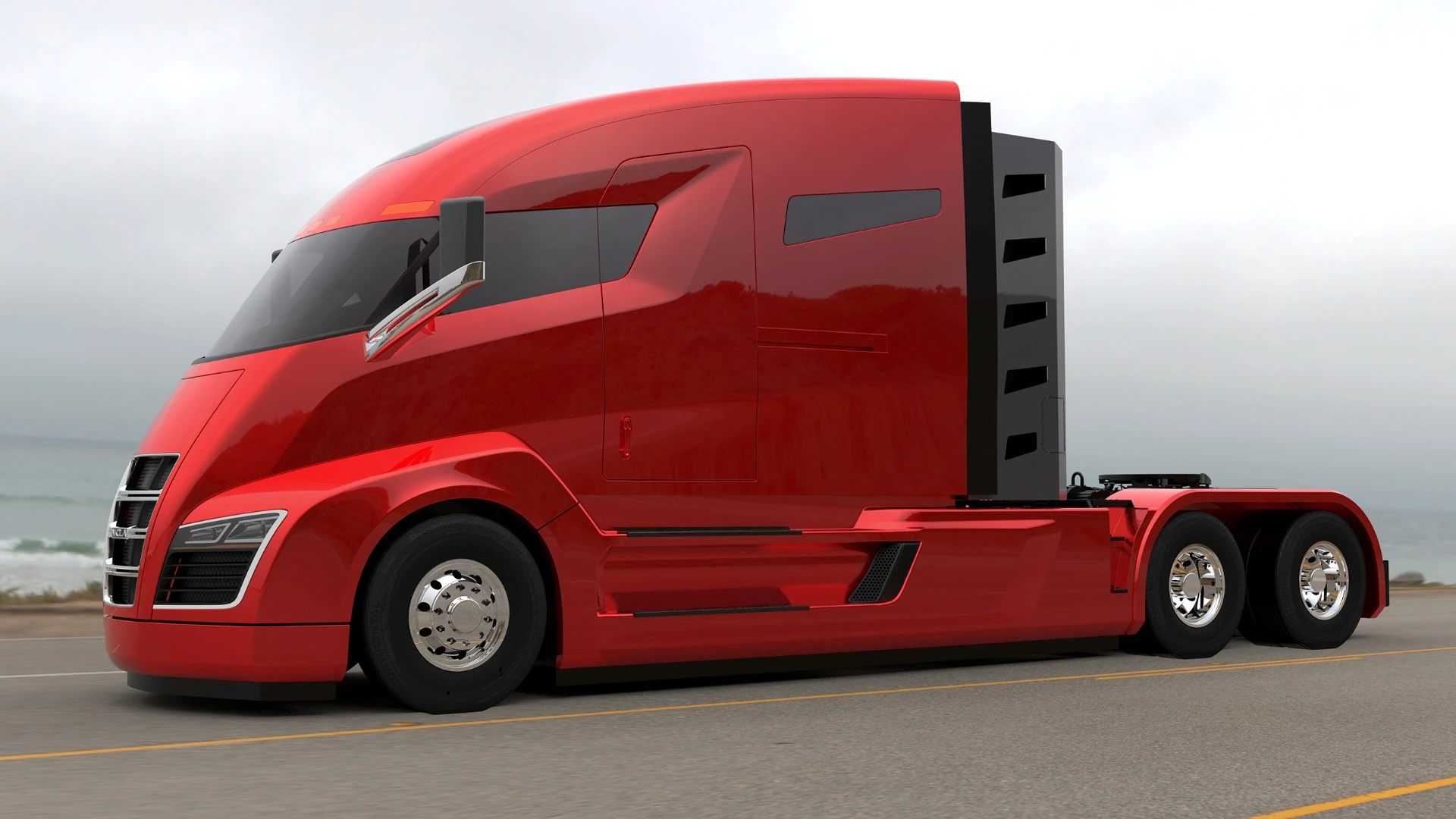 The One Semi has a large, aero-optimized driver's cab