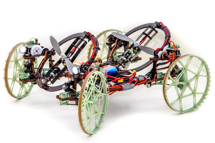 The four-wheeled, two-propellered VertiGo robot