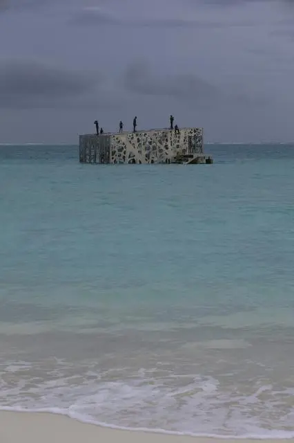 The installation is around 500 feet off the beach
