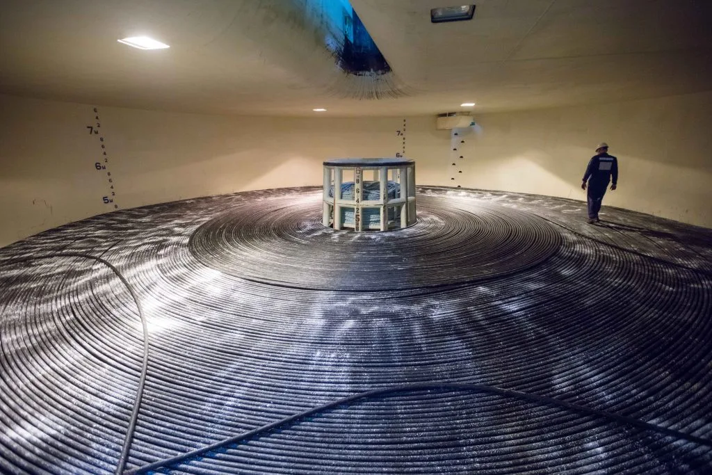 The Marea cable coiled onboard a ship