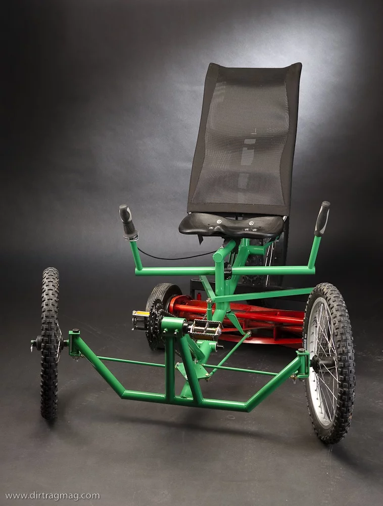 The Mow Cycle human-powered riding mower (Photo: Justin Steiner, Dirt Rag magazine)