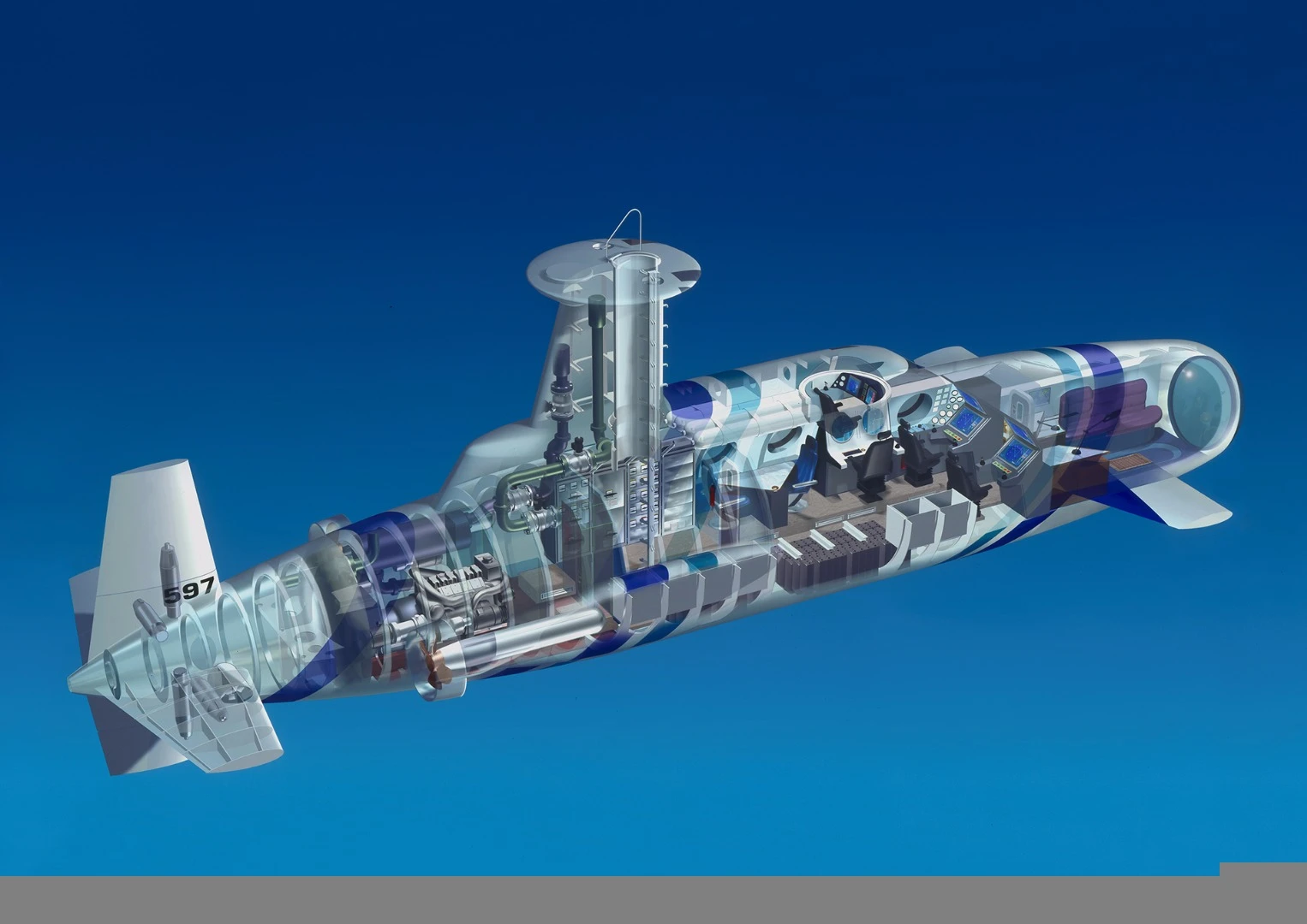 An x-ray rendering of the Nyek submarine