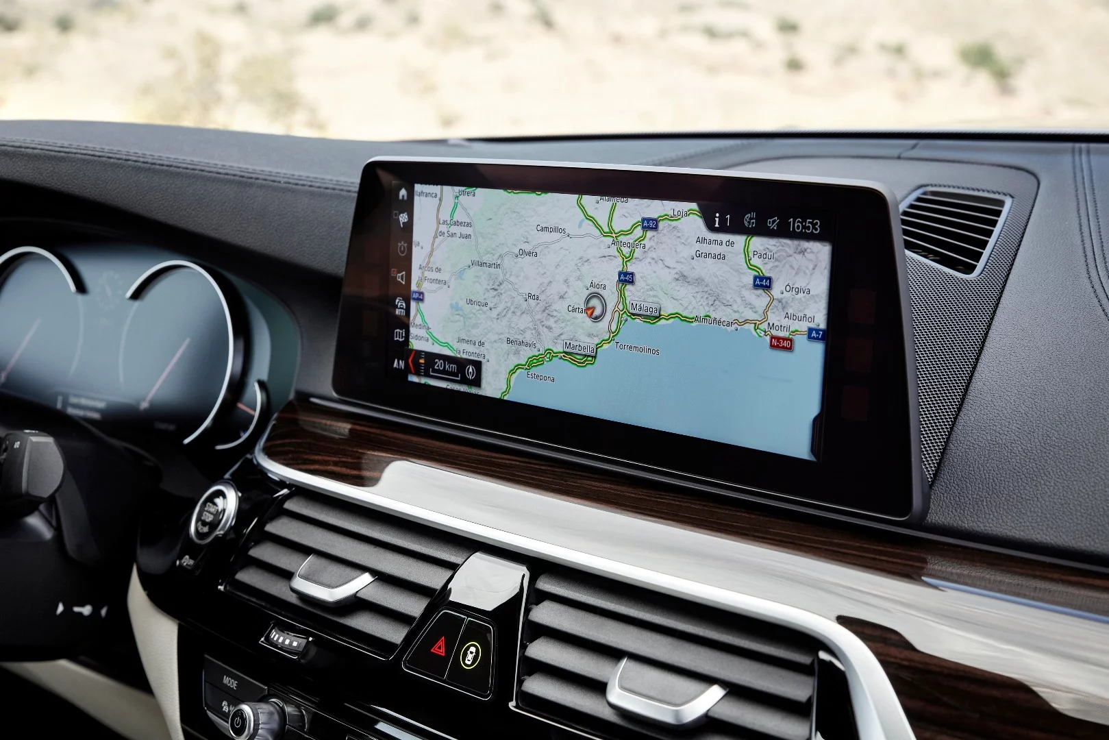 The widescreen touchscreen controls proceedings in the BMW 5 Series