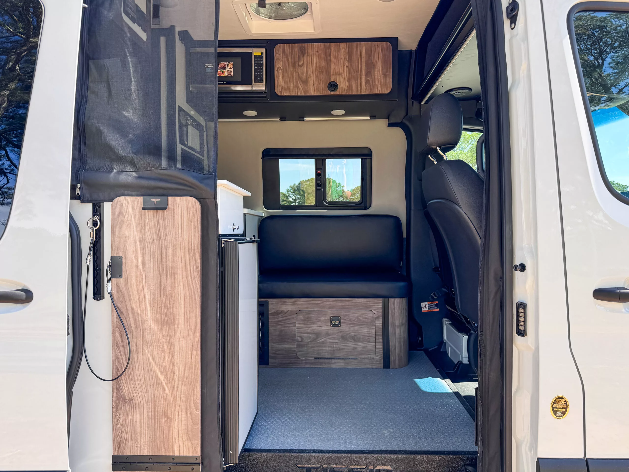 Like Winnebago did with one of its newest floor plans, Tiffin swings the typical front-facing bench sideways for a better view out the sliding rear door