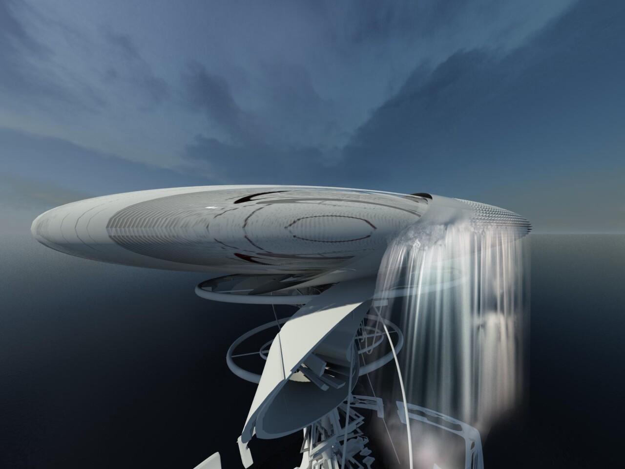 Underwater cables run the electrical power to the mainland