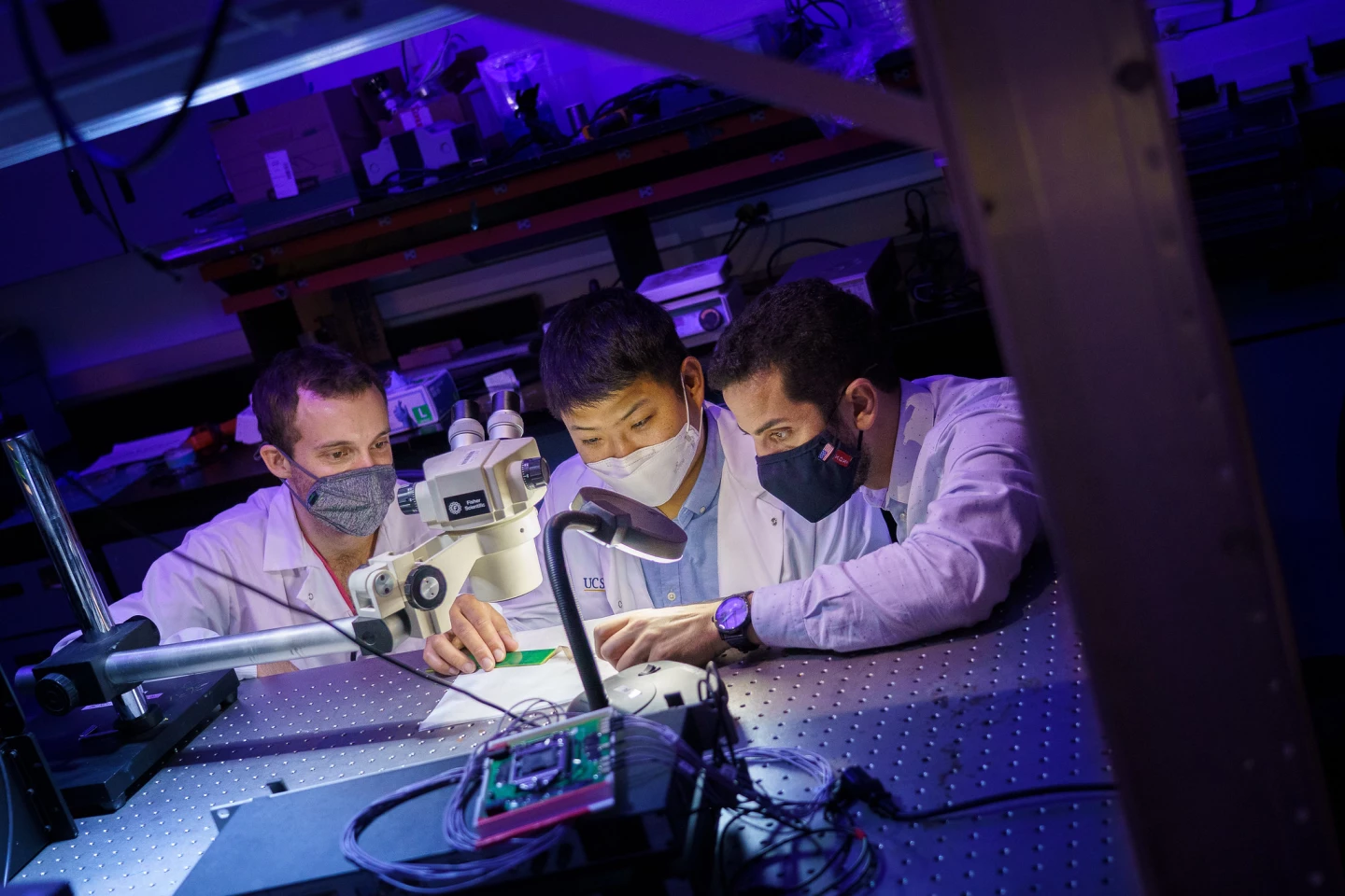 Engineers at the University of California San Diego work on their novel brain sensor