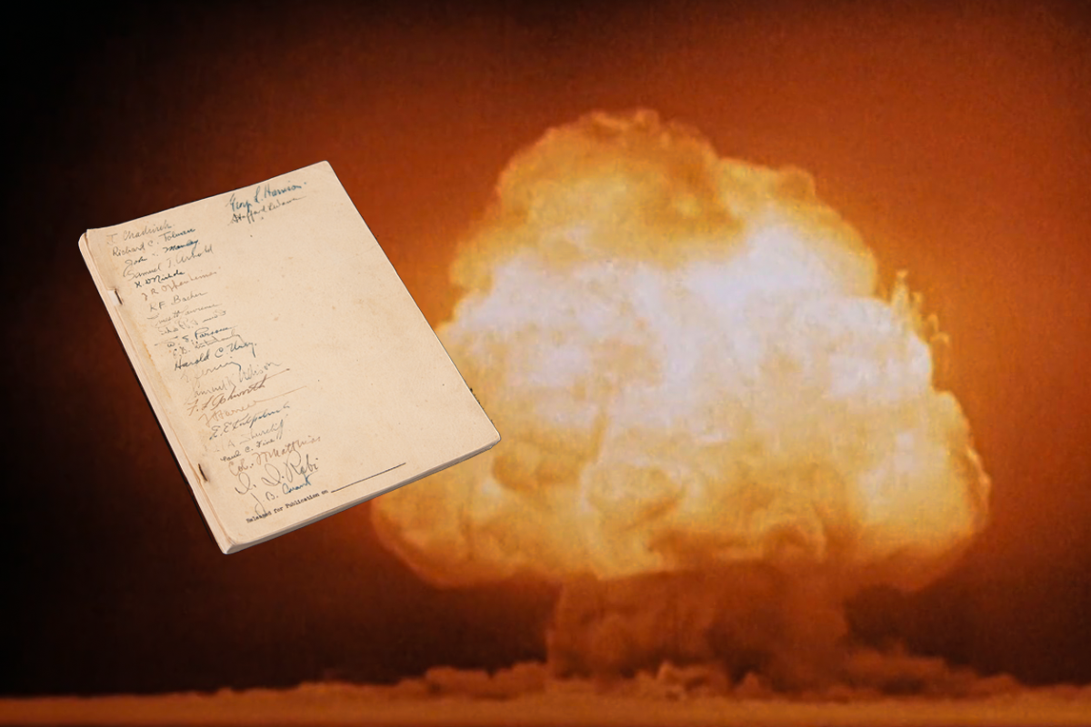 The Manhattan_Project document is dated 1 July 1945 and entitled "Atomic Bombs: A General Account of the Development of Methods of Using Atomic Energy for Military Purposes Under the Auspices of the United States Government, 1940-1945." It is signed by all the key scientists including J. Robert Oppenheimer and Nobel Prize winners Enrico Fermi, Ernest Lawrence, James Chadwick, Harold Urey, and Isidor I. Rabi.