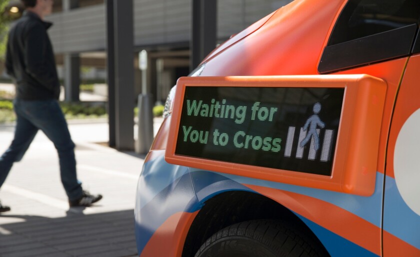 The cars being used for Drive.ai's trials in Texas are painted bright orange and will be fitted with four external screens that display the vehicle’s intentions