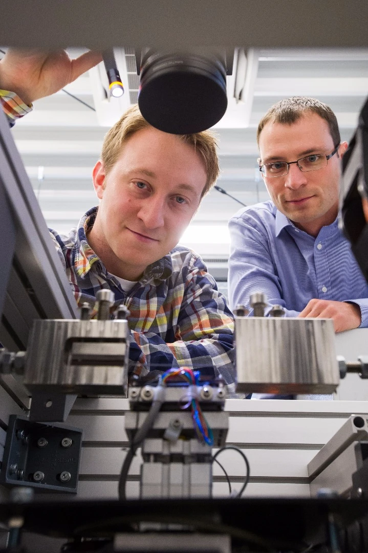 Engineers Marvin Schmidt and Johannes Ullrich Own with their prototype cooler