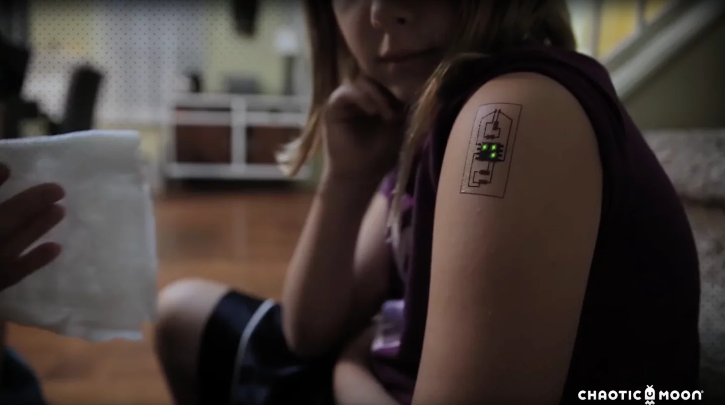 An example of the Chaotic Moon TechTat system with embedded LED lights