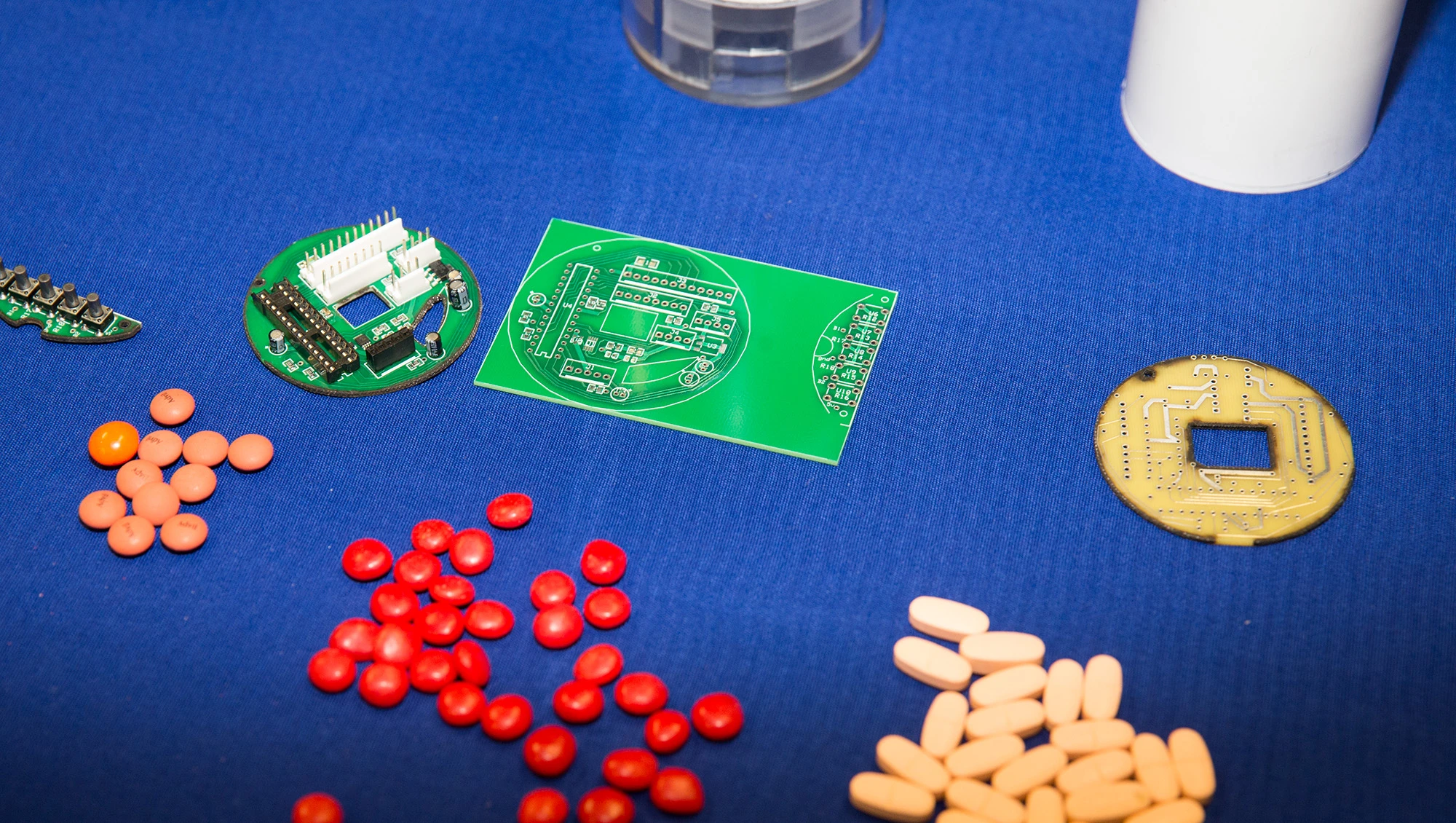Some of the pill sizes and shapes that Med Vault is capable of dispensing