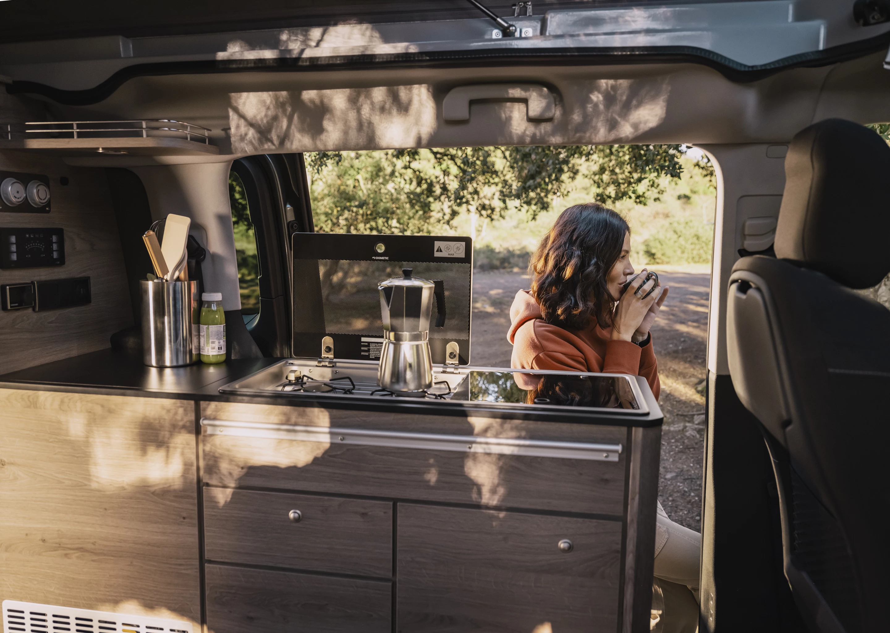 The Holidays kitchen comes with a dual-burner stove and sink