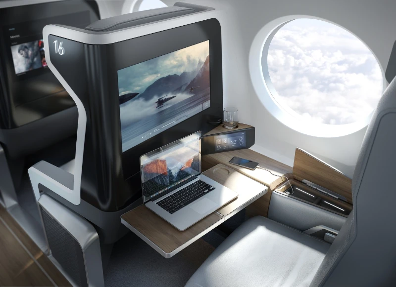 Interior of the Boom supersonic passenger jet