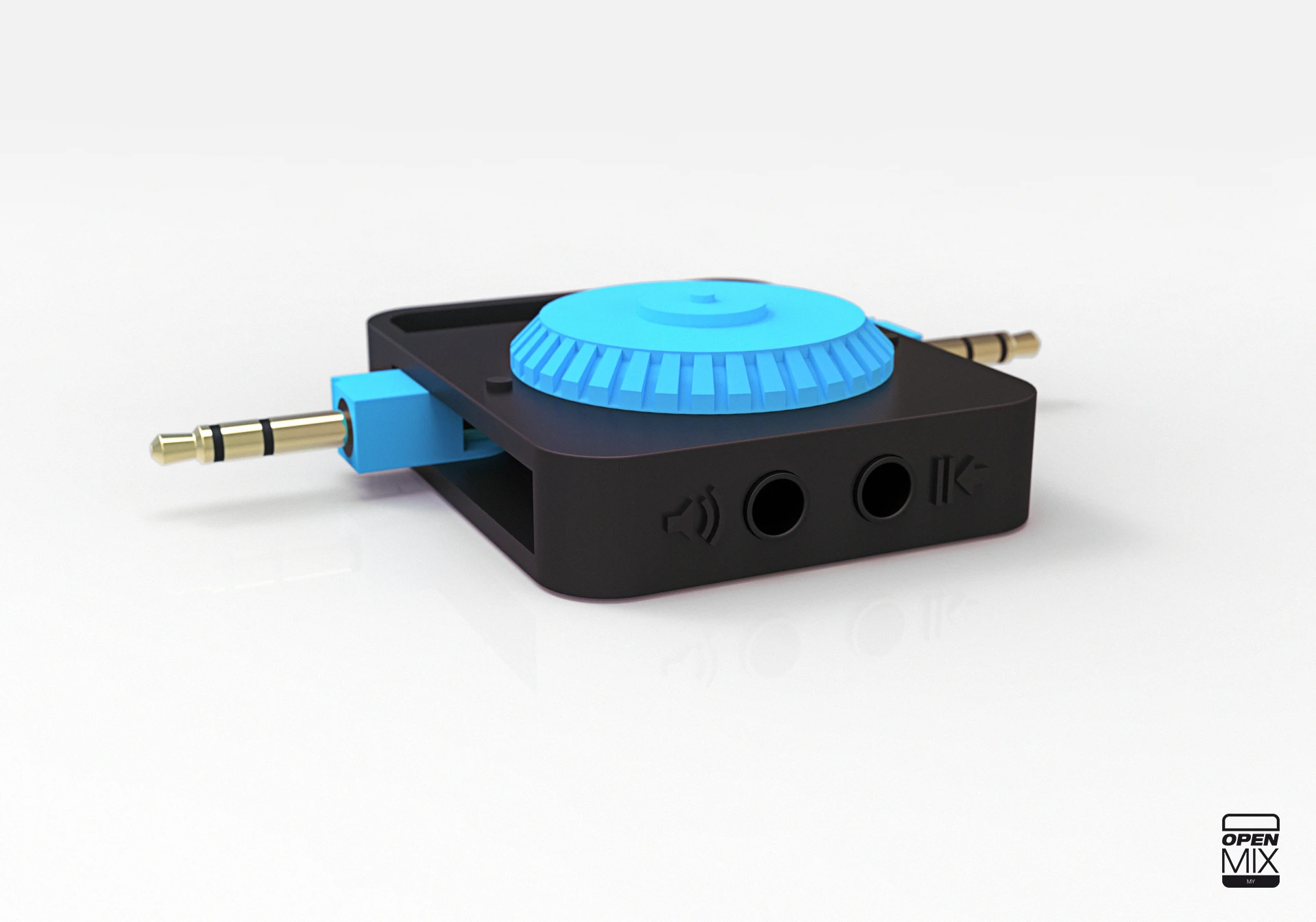 The little rectangular box in blue and black or red and black comes with two 3.5 mm gold-plated input jacks that flip out from the body at 90 degrees, on to the left and one to the right