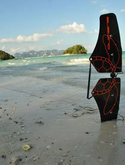 The Subwing is a device that is towed behind a boat, allowing the rider to "fly" underwater