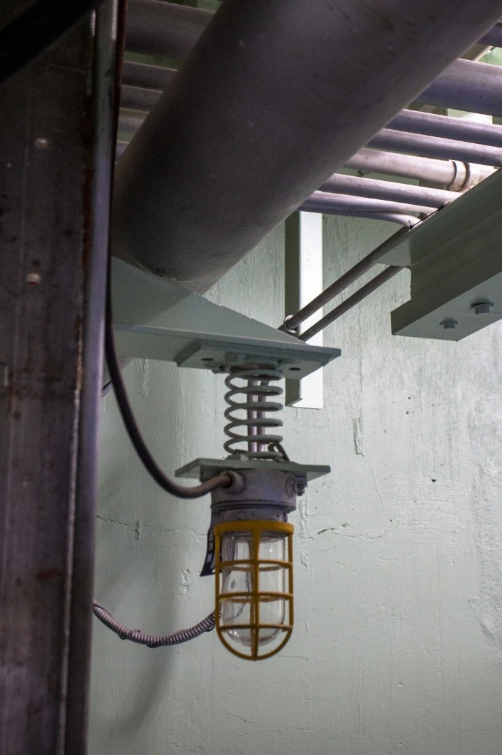 Even the lights had to be set on springs to protect them from blast damage