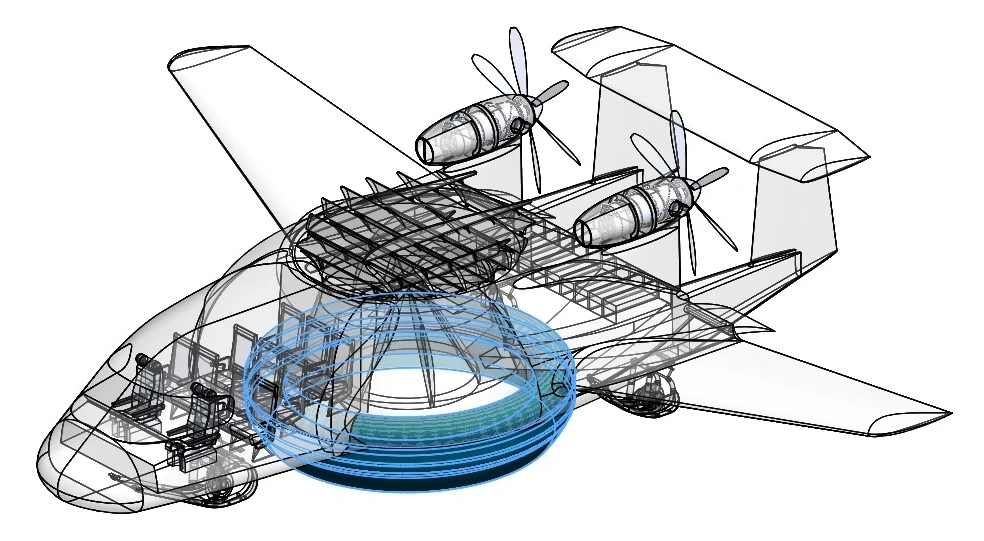 A hovercraft-like skirt allows the ESTOLAS to takeoff and land on a variety of natural surfaces