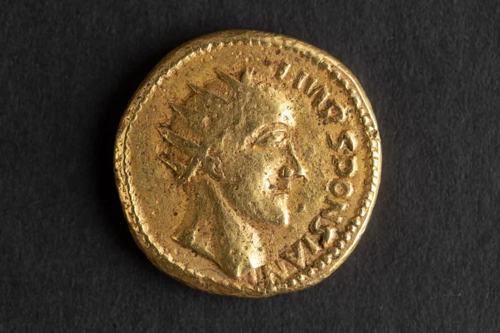 This gold coin, bearing the name and face of "Sponsian," was long considered fake but has now been authenticated