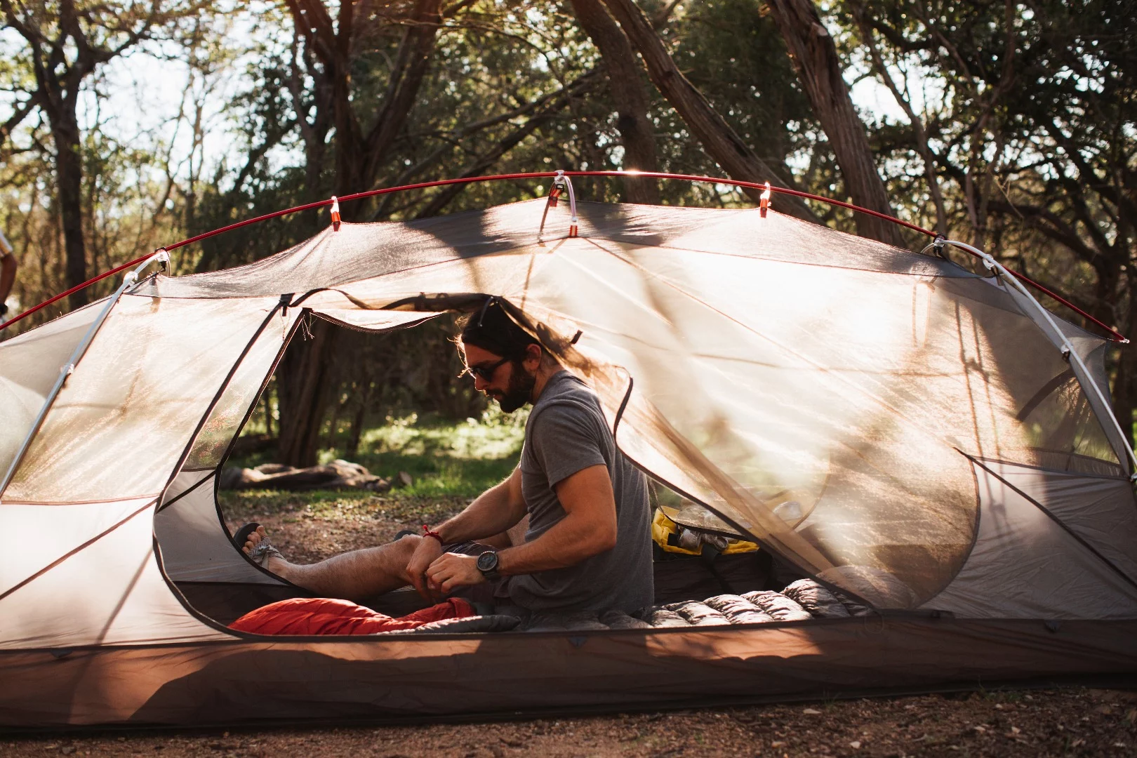 The Sunda pitches with a DAC NSL aluminum poles