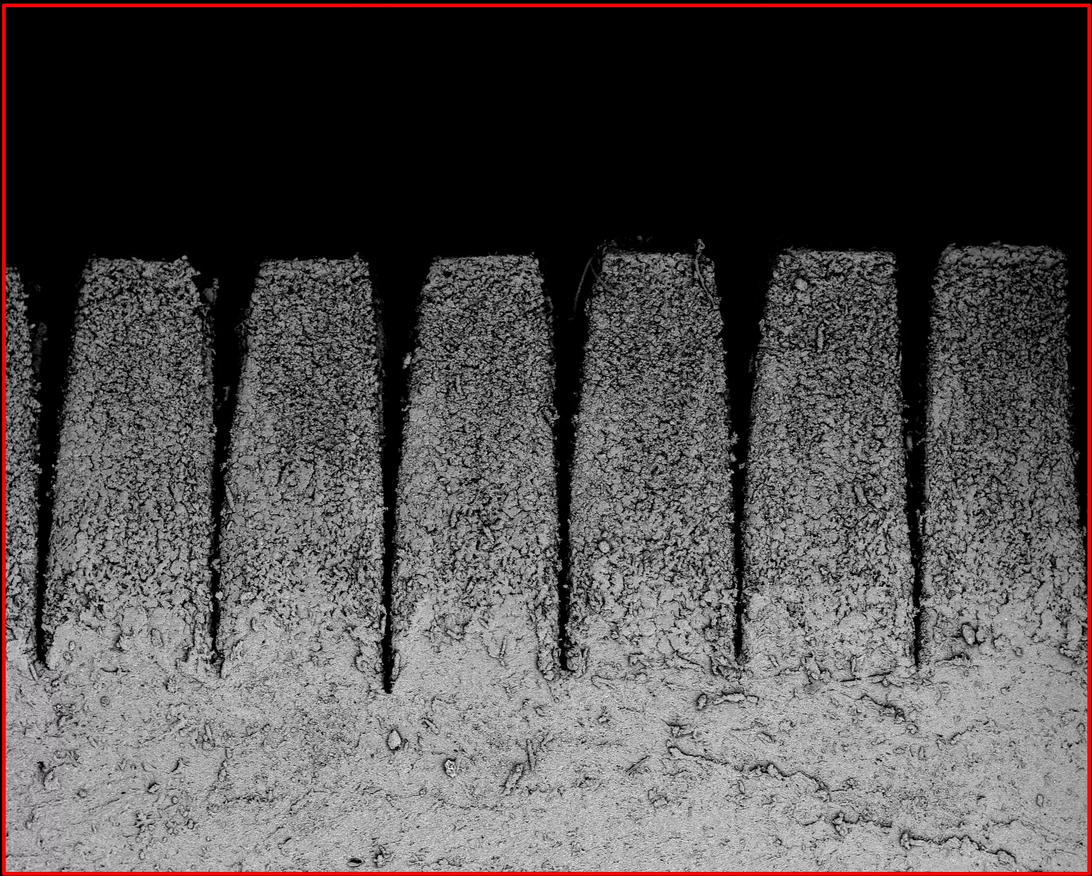 A cross-sectional microscope image of the gecko-inspired material