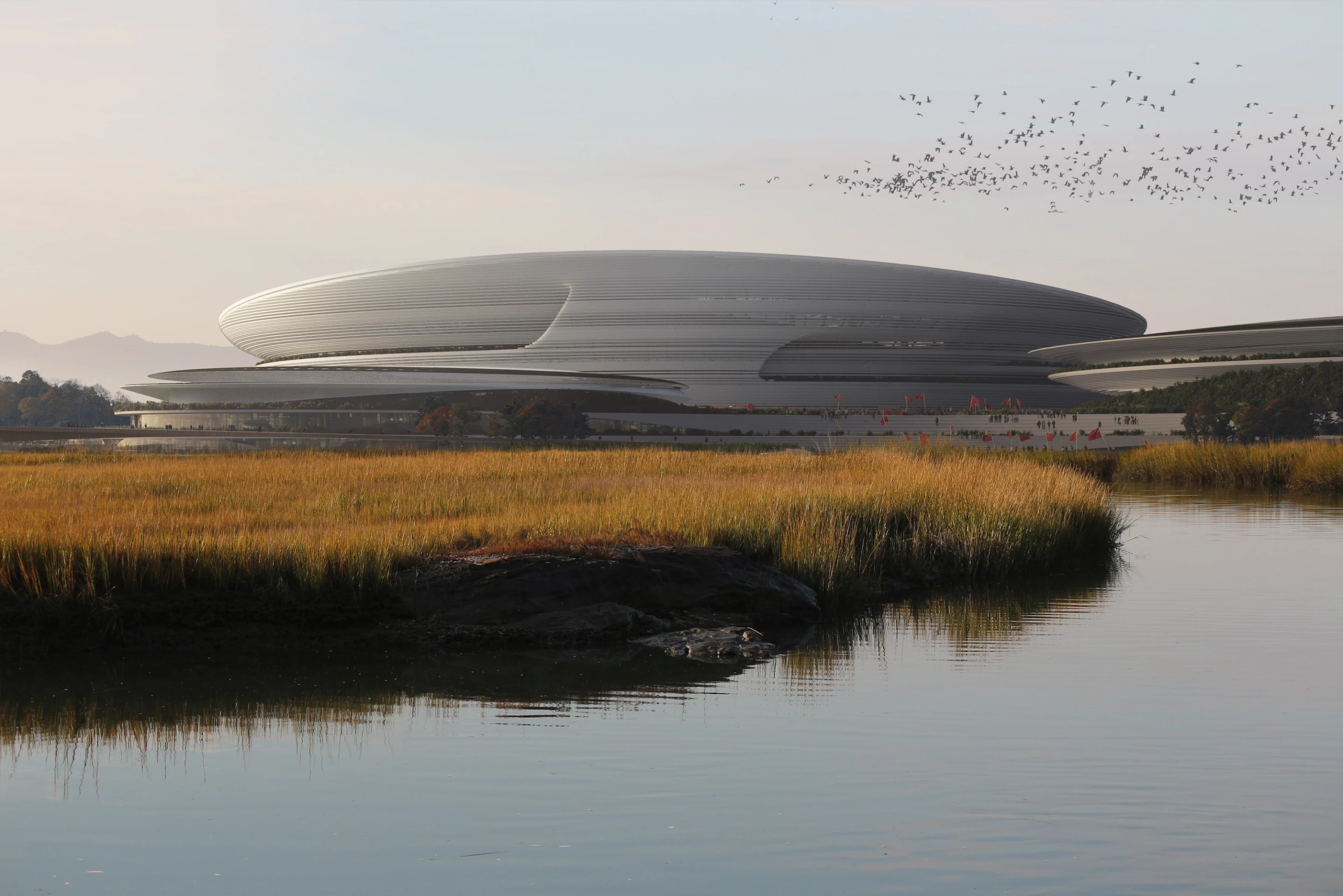 The Hangzhou International Sports Centre will create a new wetlands area as part of the wider landscaping